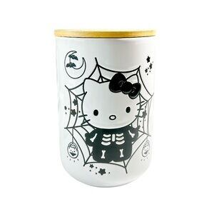 NEW Sanrio HELLO KITTY HALLOWEEN SKELETON Canister with Wooden Lid